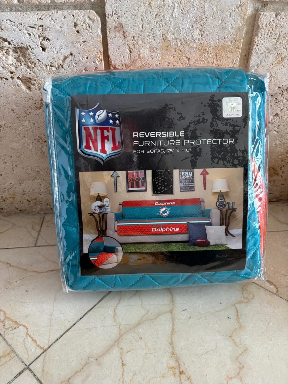NFL Dolphins Reversible Turquoise and Orange Furniture Protector